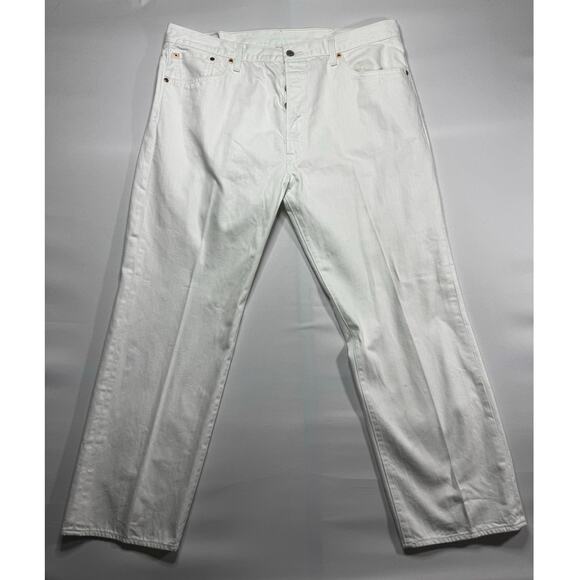 Levi's 501 Men's Straight Leg Button Fly White Denim Jeans - Size 42x30 (41x30) - Picture 1 of 6